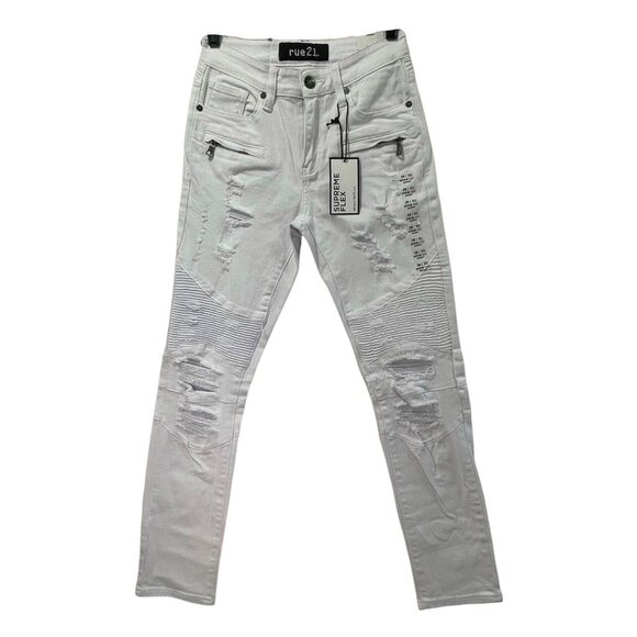 Rue 21 - Men's Supreme Flex Skinny Jeans Distressed - White - 28 x 30 - Picture 1 of 14